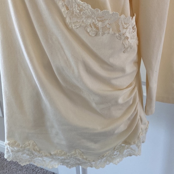 Coldwater Creek XL lace top crossover ivory 3/4 sleeves - Picture 5 of 10